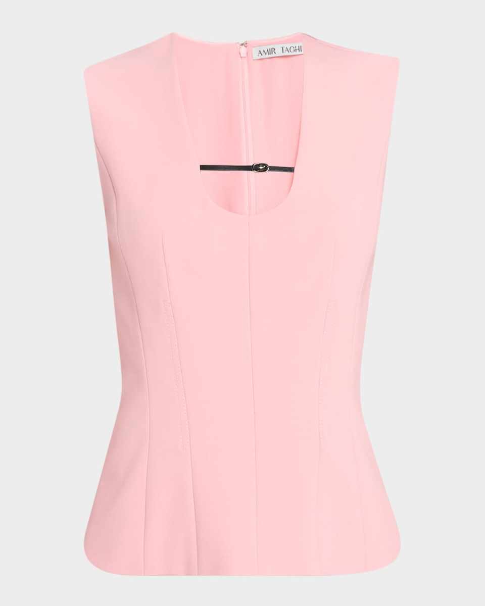 Eiza U-Neck Sleeveless Micro-Belt Top